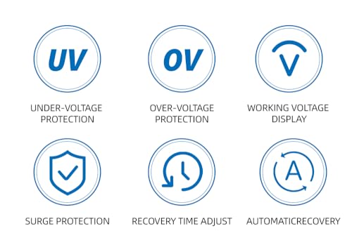 Auto AC Voltage Protection Socket, Over/Low Voltage and Current Protector with Display Screen and Auto Restart for 220V, Digital Volt Breaker, Household Electricity Protection Device.