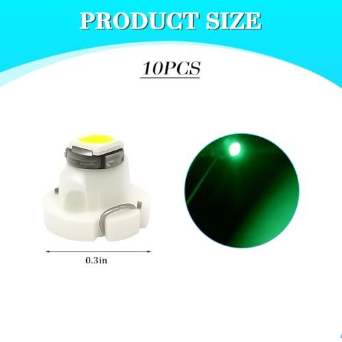 Juego 10 Bombillas LED Automotriz T3 Verde Universal miniatura 2