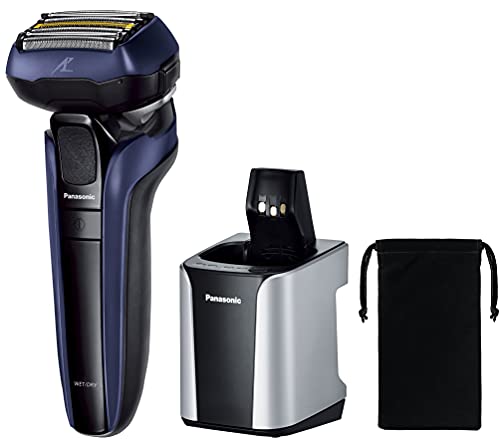 Panasonic ES-CLV7U-A LAMDASH 5-Blade Shaver Fully Automatic Cleaning Charger with Pouch Blue