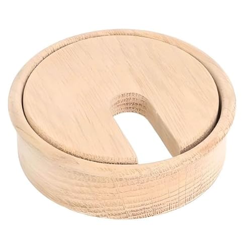 Gedotec Pasacables de roble sin tratar, liso, 1 pieza de pasacables redondo, diámetro de 80 mm, guía de cables para pegar en la encimera, canal de escritorio, pasacables