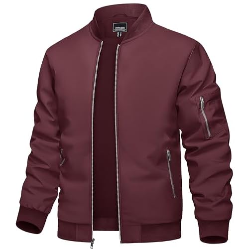 TACVASEN Men's Bomber Jacket Lightweight Casual Spring Fall Windbreaker Zip Up Coat with Pocket