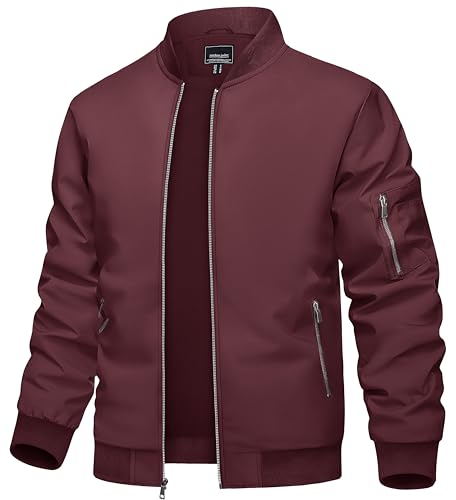 Image of TACVASEN Men's Lightweight Jacket Casual Spring Fall Windbreaker Bomber Zip Up Coat with Pocket