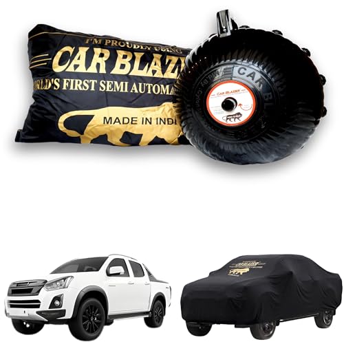 Image of CARBLAZER Portable & Semi-Automatic Full Body Car Covers: Heavy Duty Device| Anti-Theft| Dust & Scratch Proof | Water & Wind Resistant|Custom Fit| Dual-Side Cover, Compatible for Isuzu V-Cross