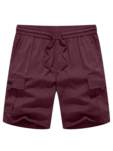 Image of JMIERR Men's Casual Stretch Cargo Shorts | Drawstring Elastic Waist, Multi Pockets, Summer Work Short, Classic