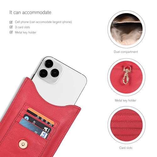Image of Oak Leathers Small Crossbody Bag For Women - Mini Cell Phone Purse - Crossover Wallet Bag With Adjustable Shoulder Strap