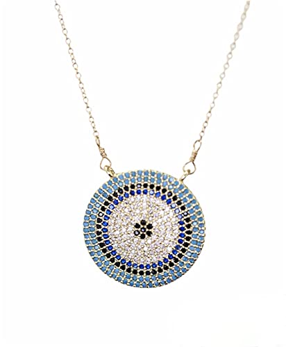 Bullseye Evil Eye Necklace- Gold Medallion- Pave Eye Disc Pendant- Women s Jewelry Holiday Gift Idea