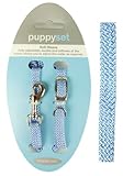 Wag N Walk Designer Soft Weave Puppy Collar & Lead Blue