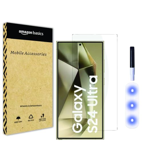 Amazon Basics HD UV Tempered Glass Screen Protector for Samsung Galaxy S24 Ultra 5G | Full Adhesive | Curved Edge to Edge Full Screen Coverage | Easy Installation Kit (B0D873S281) Amazon Price History, Amazon Price Tracker