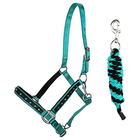ProRider Nylon Horse Nylon Padded Halter with SS Hardware Lead Rope Tack 606162TL Cover