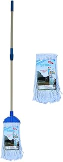 STOIC Plastic Clip N Fit Cotton Floor Mop with 4 Feet Telescopic Rod and Extra Wet Mop Refill Suitable for All Types of Floor