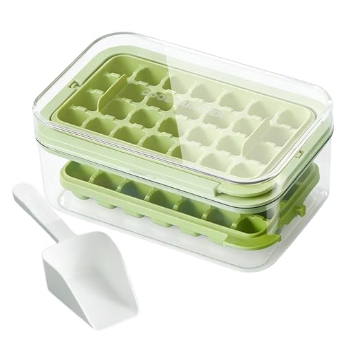 Ice Cubes Tray ? Clear Flexible Easy Release Container With Lid | Ice Maker Mold | Freezer Tray ? Reusable Refrigerator Kitchen 