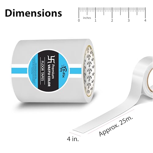Image of D-fix Vastu Color Floor Tapes | 4 Inch Wide, 25M Each | White | Vastu Dosh Remedy, Vastu Correction for WC, Toilet, Entrance, Home & Office (1 Rolls Pack)