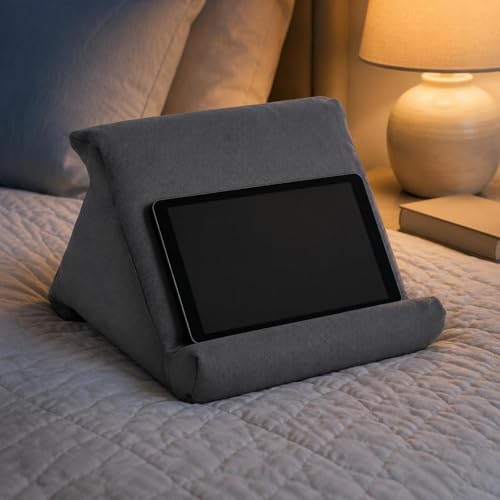Image of Stand Pillow Wedge-Shaped Resting Wedge Hands Mobile Accessory for Reading, Viewing Light Gray 3-Sided