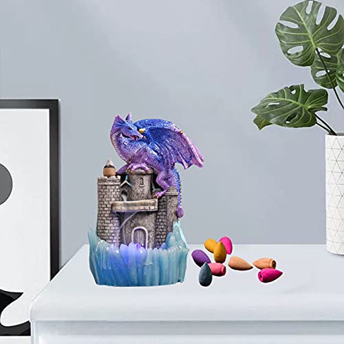 Prettyia Queimador de Incenso de Dragão, Cascata, Cone de Refluxo, Incensário, Decoração para Casa,