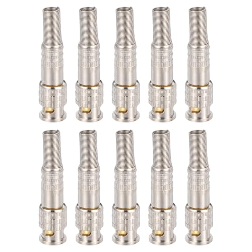 QUARKZMAN 10 Piezas Conectores Coaxiales BNC Macho, Terminal Coaxial Dorado Con Rosca Para RG59 RG6, Adaptador De Latón De 6 Mm Para Cables Coaxiales De Sistema De Cámaras