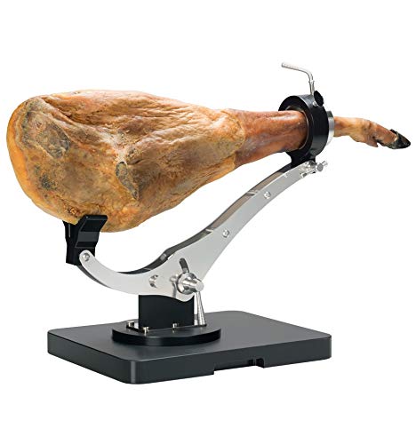Porte-jambon Rotatif LEPANTO Elite Plus - Inox, Base Fibre Noire, Capacité 8kg - Pour Coupe Professionnelle à La Maison - 7