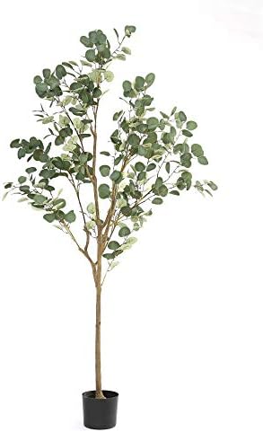 DIIGER Artificial Tree Plant Eucalyptus Tree 6FT Tall, Modern Large Fake Plant Decor in Pot for Indoor Outdoor,Home Office Perfect Housewares Gift Decoration, 71 in Eucalyptus Tree