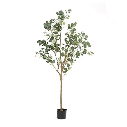 DIIGER Artificial Tree Plant Eucalyptus Tree 6FT Tall, Modern Large Fake Plant Decor in Pot for Indoor Outdoor,Home Office Perfect Housewares Gift Decoration, 71 in Eucalyptus Tree