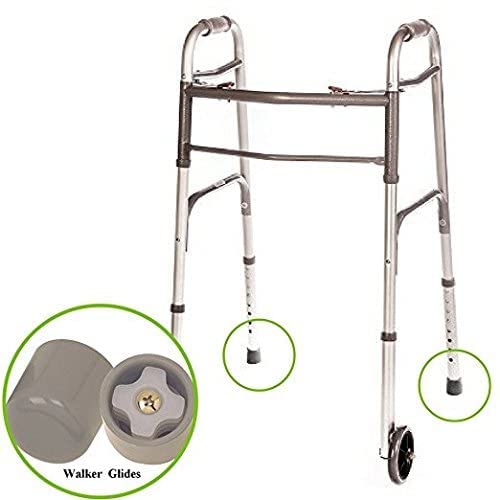 Front Wheeled Walker Folding Deluxe With 2 Button And 5" Wheels, Adjustable Height (Short, Standard, Tall People) By Healthline Trading #TOP5