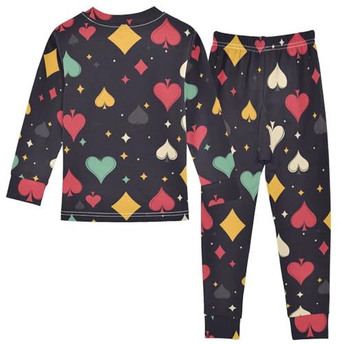 Fustylead Colorful Hearts Diamonds Clubs Spades Pajamas Cotton Sleepover PJ Set Long Sleeve Lounge Wear2