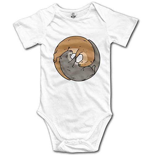 Image of Cute Yin Yang Otter Baby Onesie Birth Announcement Bodysuit Newborn Rompers