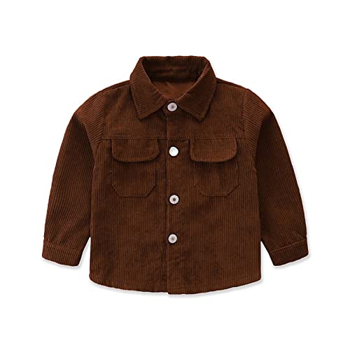 Kids Toddler Boy Fall Outfits Autumn Winter Ribbed Solid Cotton Long Sleeve Coat Classic Cozy (>2-Coffee, 5-6 Years)