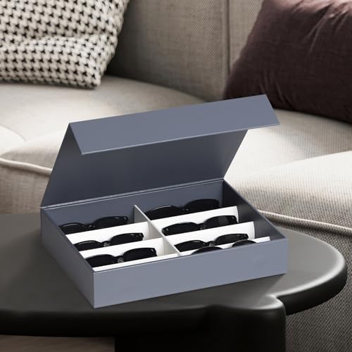 Image of AUTOARK Leather 8 Slot Sunglasses Organizer,Eyeglasses Holder for Men Women,Multiple Glasses Display Case,Light Blue,MKAW054