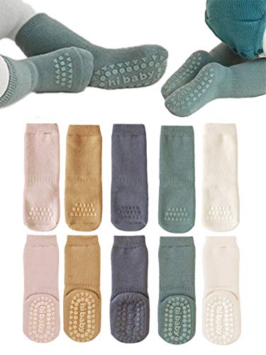 Baby Non Slip Grip Socks Toddler Knee High Anti Skid Crew Slipper Crawling Socks for Girls Boys Newborn (S(0-12 months))