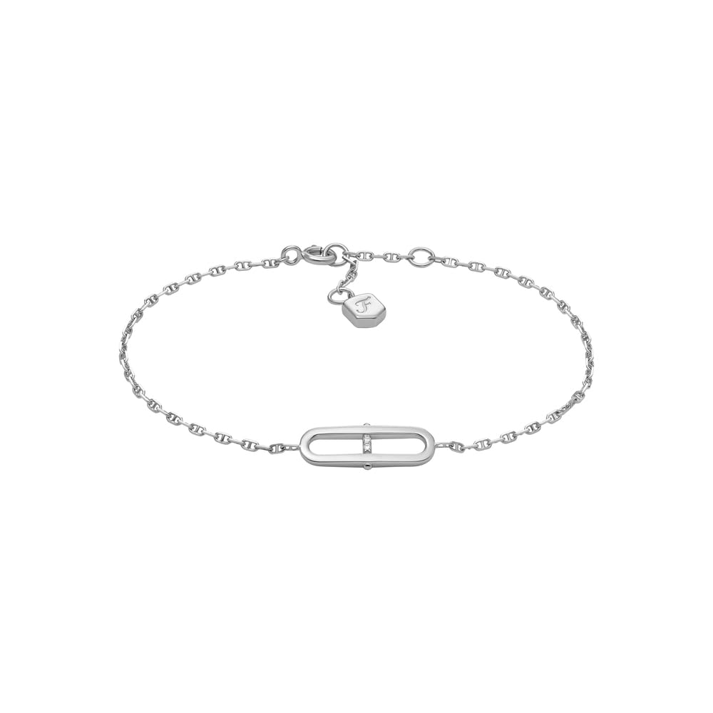 Fossil Jewellery Women's Silver Fossil Heritage Station Sterling Bracelet 1.8 X 0.7Cm, 16.5Cm + 2.5Cm