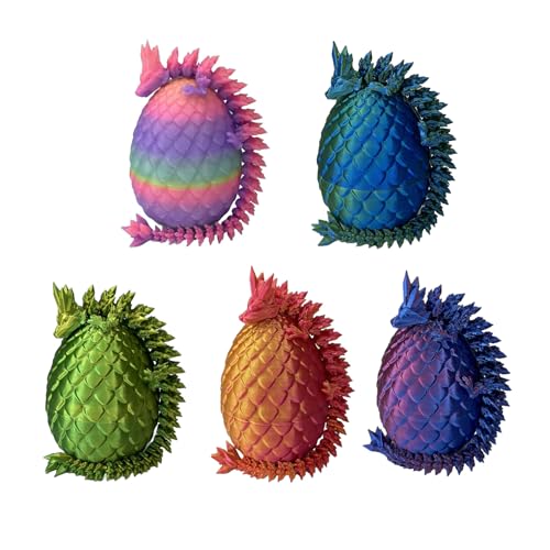 EXQDYNM 5PCS 3D Printed Mini Dragon Egg with Dragon Inside Fidget Toy,Mythical Prefilled Easter Eggs with Glow in The Dark