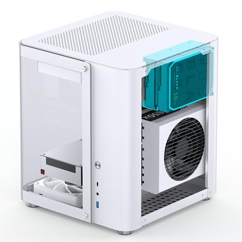 Image of JONSBO TK-1 White Micro ATX Mini Tower Computer CASE, Hyperboloid Glass Design, Separated Cabinet Structure, Al Alloy Shell Matx Desktop PC Case, Support ATX Power supply /240 AIO, White