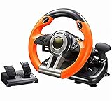 QMMD Game Steering Racing Wheel Gamepad Controller Simulation Rennsimulation, für Fahrschule Auto PC/PS3/PS4/X-One,Orange