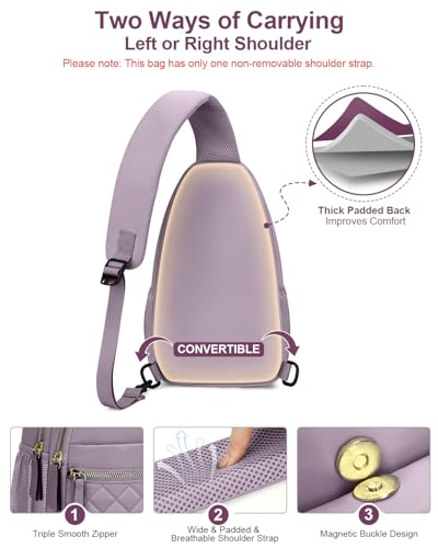 Image of Capolo Sling Bag for Women Men Waterproof Crossbody Bags for Women Trendy Casual Fanny Pack with Convertible Shoulder Strap Chest Bag for Travel Hiking(Purple, Large)