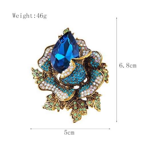 Image of Rhinestone Flower Brooch For Women Crystal Rose Flower Brooch Pin Big Size Rhinestone Crystal Flowers Broochs Stylish Rhinestone Rose Flowers Pin Elegant Clothing Hat Bag Accessories