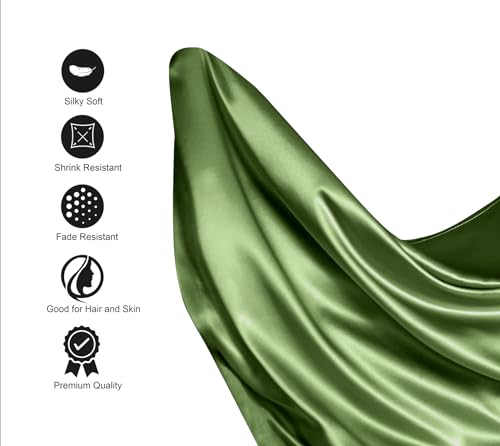 Image of Lanest Housing Silk Satin Sheets, Twin XL Size Satin Bed Sheet Set with Deep Pockets, Cooling Soft and Hypoallergenic Satin Sheets Twin XL - Sage Green