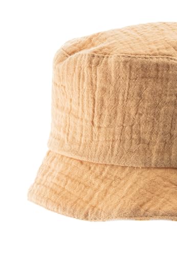 Sterntaler Wende Fischerhut Giraffen - Sommer Mütze mit Print aus Baumwolle - Wendeseite aus Musselin - UV-Schutz 50+ Sonnenkappe - Baby Kinder Kopfbedeckung- Natur, Größe 47