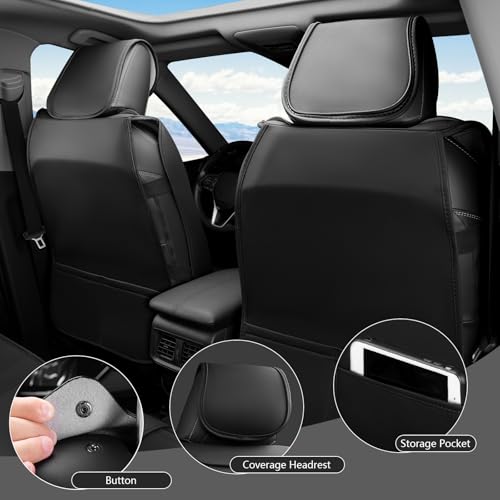 Image of CAR PASS Luxury Faux Leather Two Front Seat Covers, Breathable Premium Automotive Seat Covers Waterproof Anti Slip Airbag Compatible Universal Fit for 95% Trucks Suvs Sedans Vans, Carbon Fiber Black