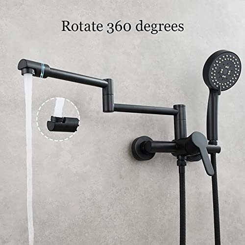 Ensemble de bain en laiton noir mat avec robinet cascade et bec escamotable - 3