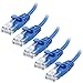 Cable Matters 5-Pack Snagless Cat 6 / Cat6 Ultra Thin Ethernet Cable (Thin Cat6 Cable) in Blue 5 Feet - Available 1FT - 125FT in Length
