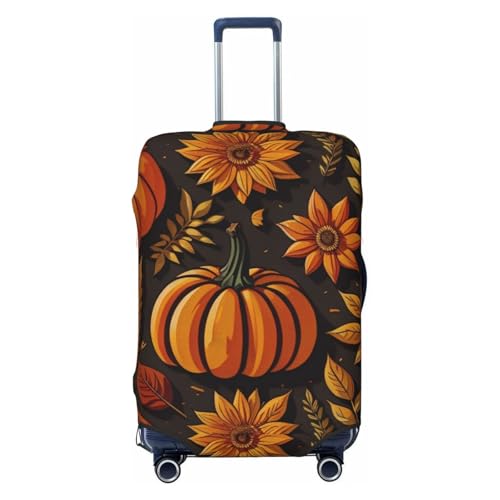 Autumn Pumpkin Leaves Print Luggage Covers For Suitcase,Elastic Washable & Stretchable Suitcase Covers For Luggage, Anti-Scratch - Fits 18-32 Inch Luggage-No Luggage Included
