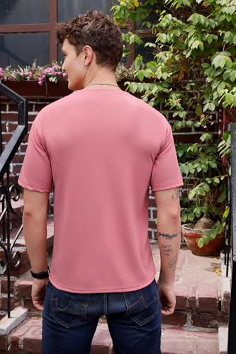 Image of Zilcon Mens Solid Unique Design Tshirt for Men - Round Neck Loose Fit Drop Shoulder Polo Mens T-Shirt