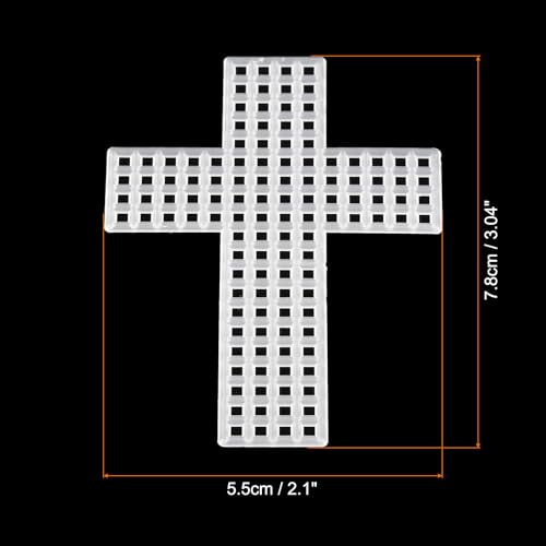Image of PATIKIL Plastic Mesh Canvas Sheets,10Pcs 3.04 x 2.1inch Cross Needlework Blank Yarn Crafting for Embroidery DIY Bookmarks Cup Mats, White, Cross Shape