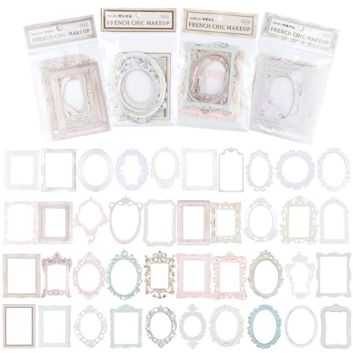 lahnao Carta Vintage Scrapbooking Pizzo, 40 fogli Ritaglio Pizzo Scrapbook, non adesiva Ritagli di Carta Decorativa in Pizzo per la decorazione fai da te, diario, album, notebook