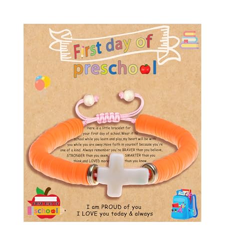 Image of First Day of Preschool Bracelet Back to School Gifts for Kindergarten / Preschool / School Gift Mama and Mini Adjustable Mother Daughter Bracelets as Supplies for Girls to Relieve Study Anxiety