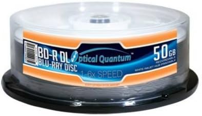 OPTICAL QUANTUM OQBDRDL06WIPH-25 50GB 6X BD-R DL WHITE INKJET HUB PRINTABLE 25PK