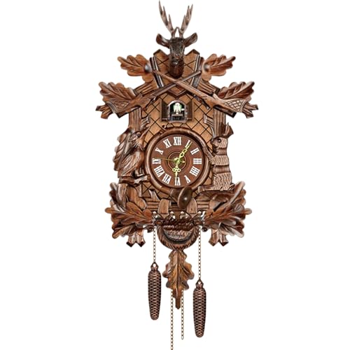Reloj de cuco con reloj de pared de pájaro de pájaro en funcionamiento relojes de madera para el cuco para la pared, instalación fácil para la sala de estar regalos de inauguración de la casa del dor