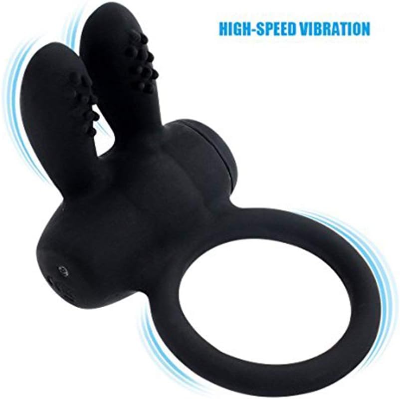Juguete Masculino de Silicona de Conejo Ṿịḅṛạṭor Cọċḳ Rịṇg, Vịḅṛạṭịṇg Ċoōḳ Rịṇg, Víḅṛaṭịoṇ Delay Rịṇg, Impermeable