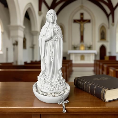 Estatua religiosa artesanal Virgen María blanca