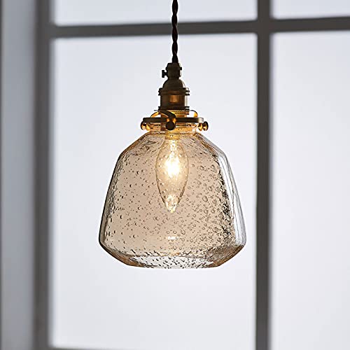 Plafon techo , Lámpara de araña de cristal de burbujas de latón, lámpara colgante de pantalla de cristal translúcido alto con gota de agua, estilo nórdico, minimalista, posmoderno, dormitorio, mesita
