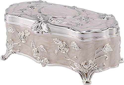 YRHH Boîte à Bijoux Vintage boîte à Bijoux de Mode émail Blanc boîte à bibelots en métal en Alliage de Zinc Fleur sculpté boîte de Rangement pour Cure-Dents